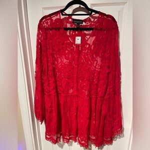 NWT Lane Bryant Red Lace Blouse 22/24